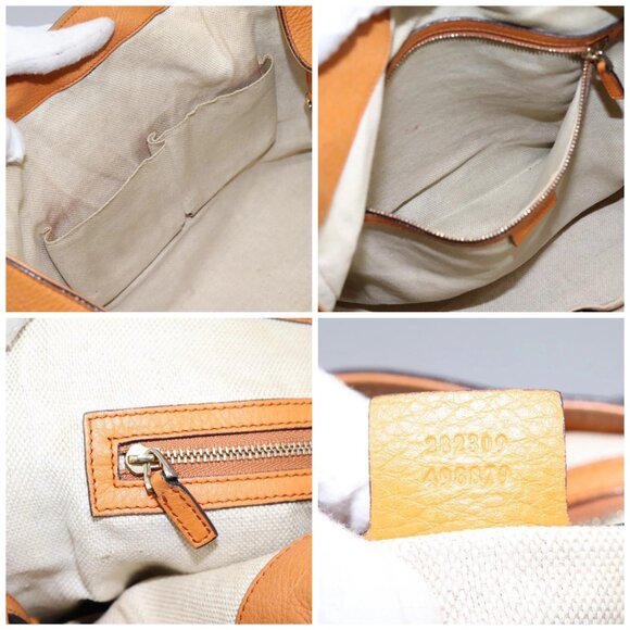 GUCCI Soho Hand Bag Leather Orange Gold - Picture 14 of 16